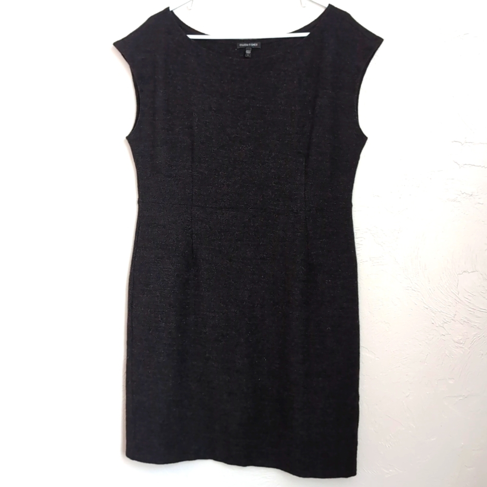 Eileen Fisher 100% Wool Stretch Knit Dress Women's Size Large